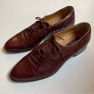 Bally Oxfords Mens 10 M Luxury Brown Leather Dress Shoes Almond Toe Laces Office
